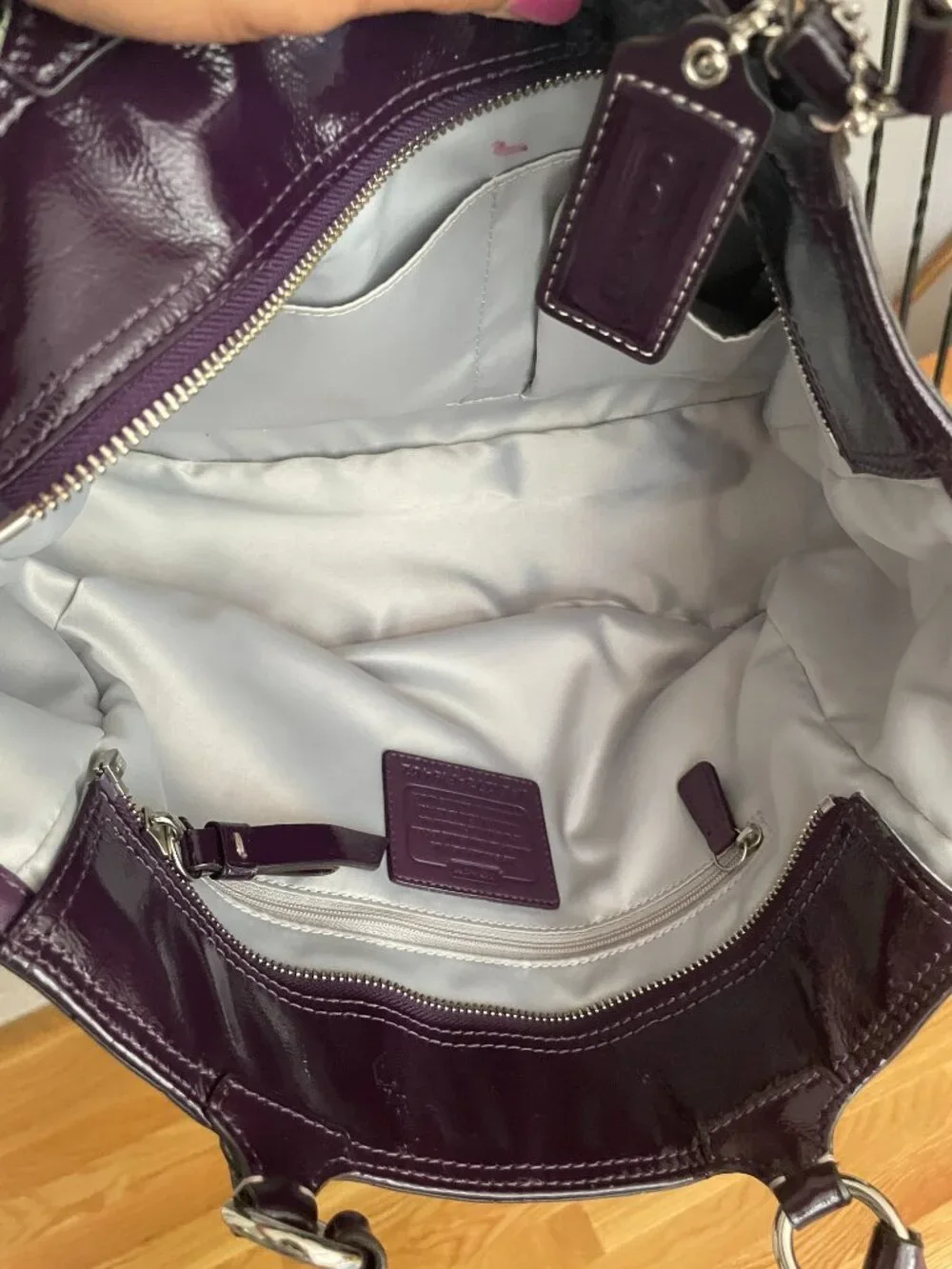 Mint Condition - Coach Purple Gallery Signature Embossed Patent Leather Tote